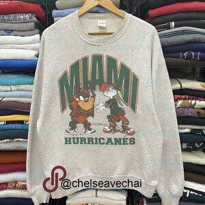 Vintage NCAA Miami Hurricanes Looney Tunes Sweatshirt, University of Miami Shirt
